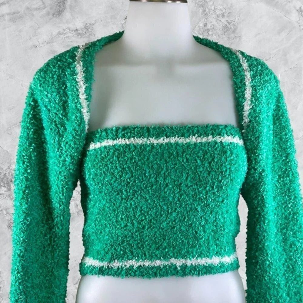 Lover and Friends Hailey Crop Sweater Set - Emerald